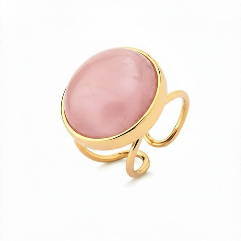 Circle Adjustable Ring - Rose Quartz