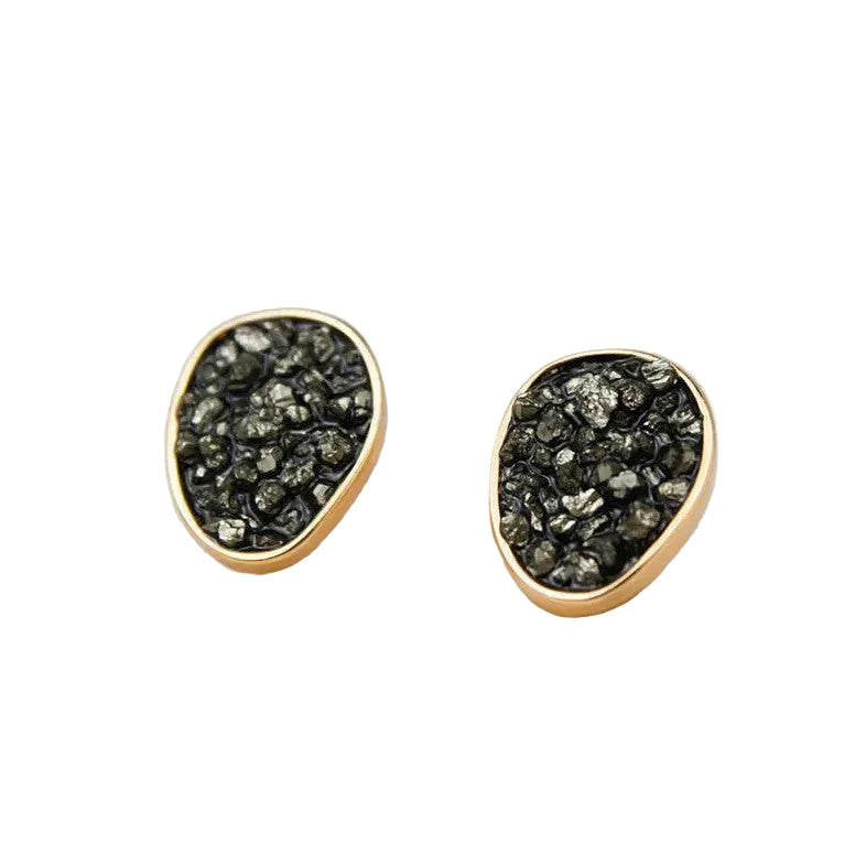Fragments Oval Earring- Pirite