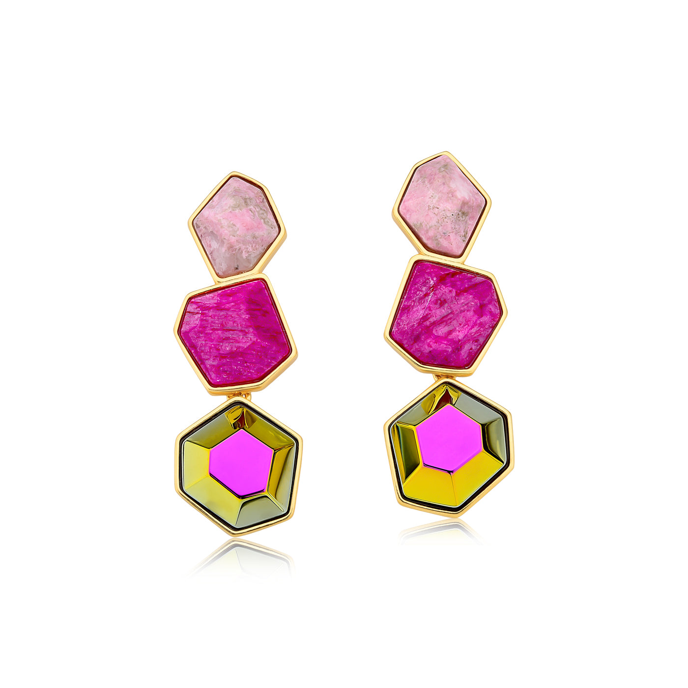 Optical Multi Stone Dangle Earring