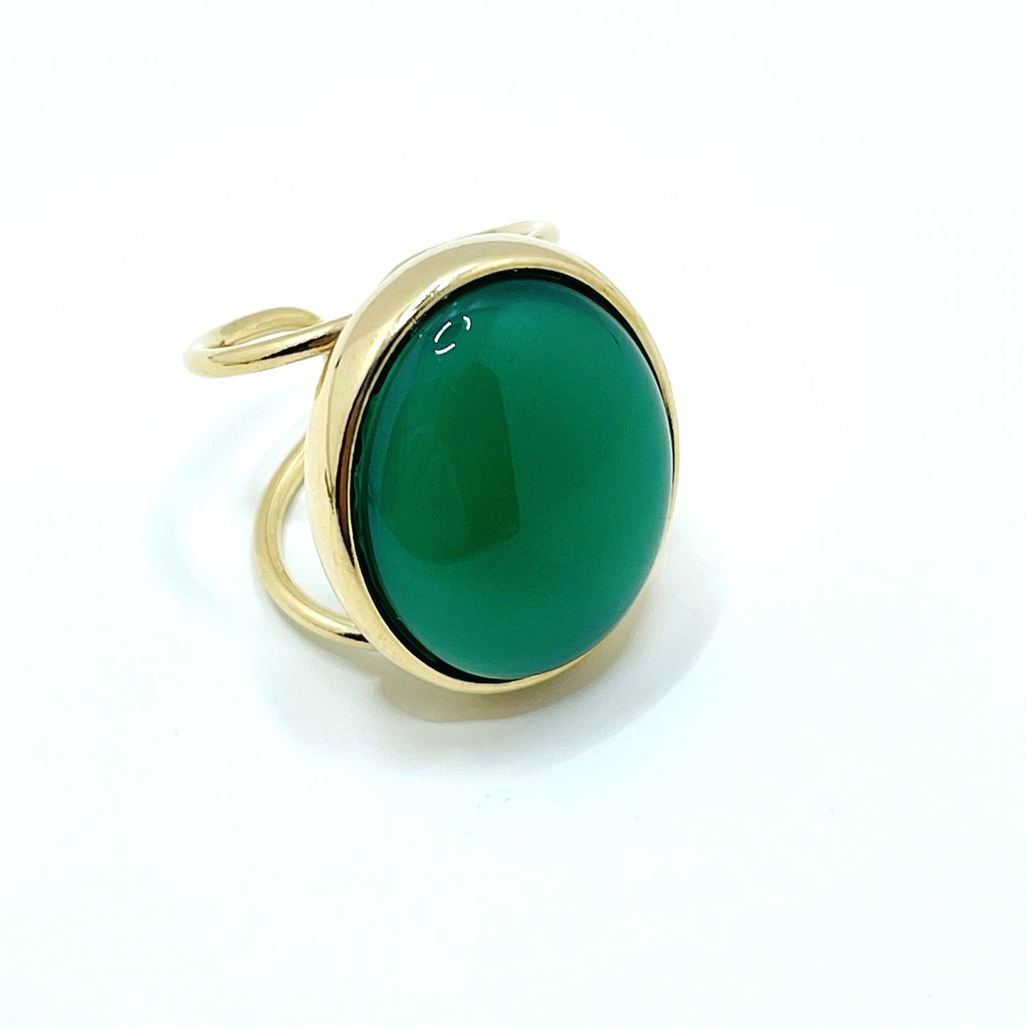 Jungle Gems Adjustable Ring - Green Agate