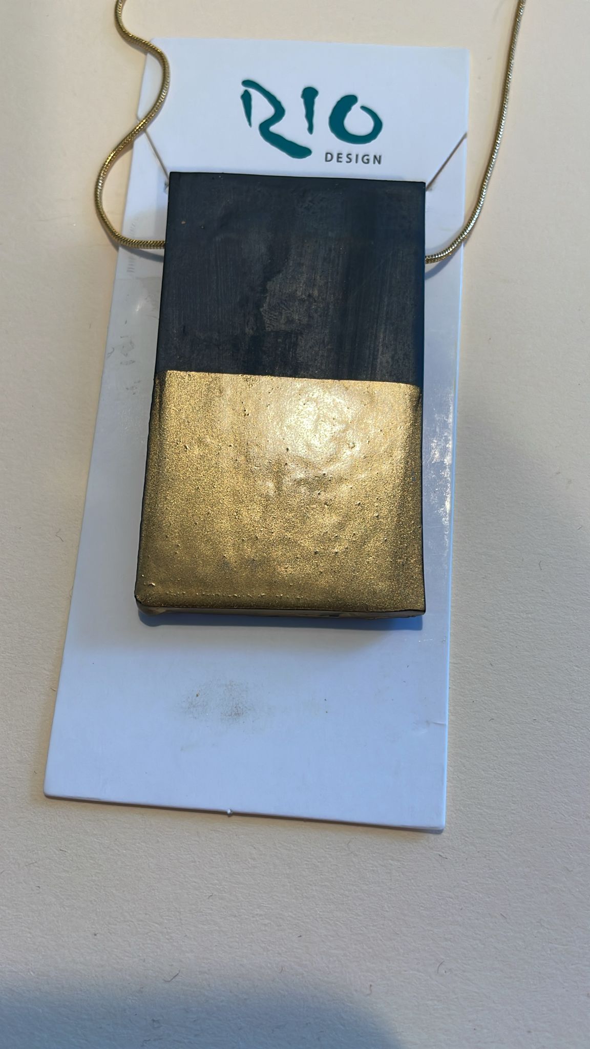 Folding Concrete Texture Long Necklace - Gold