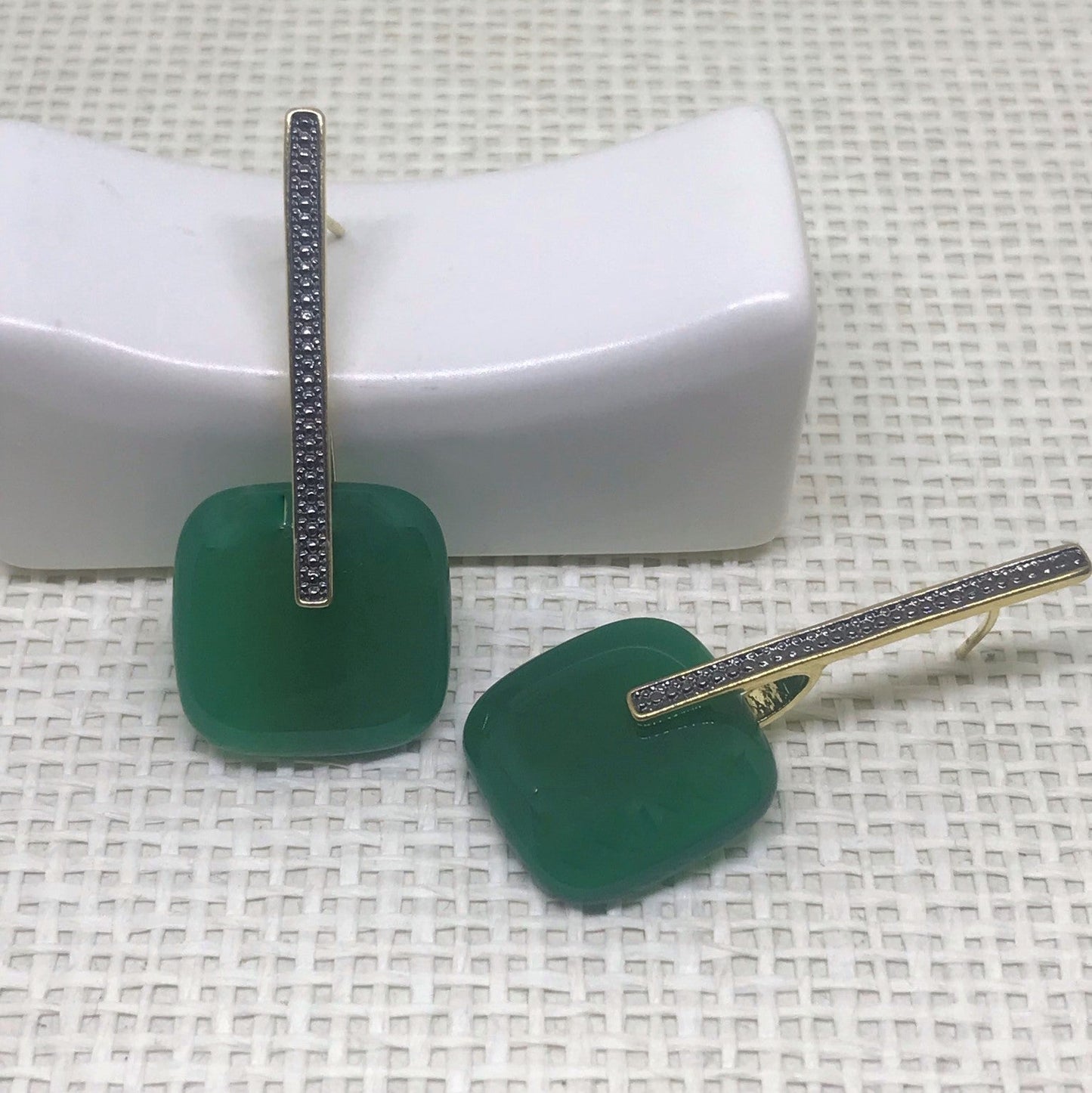 Square Gemstone Stick Earring - Mother of Pearl