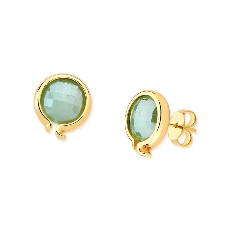Arete Curvy Pearly Gemstone - Cuarzo verde perlado