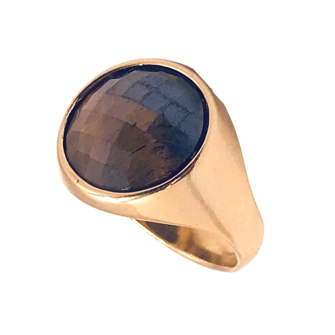 Anillo pequeño de piedras preciosas nacaradas - Ojo de tigre peraly