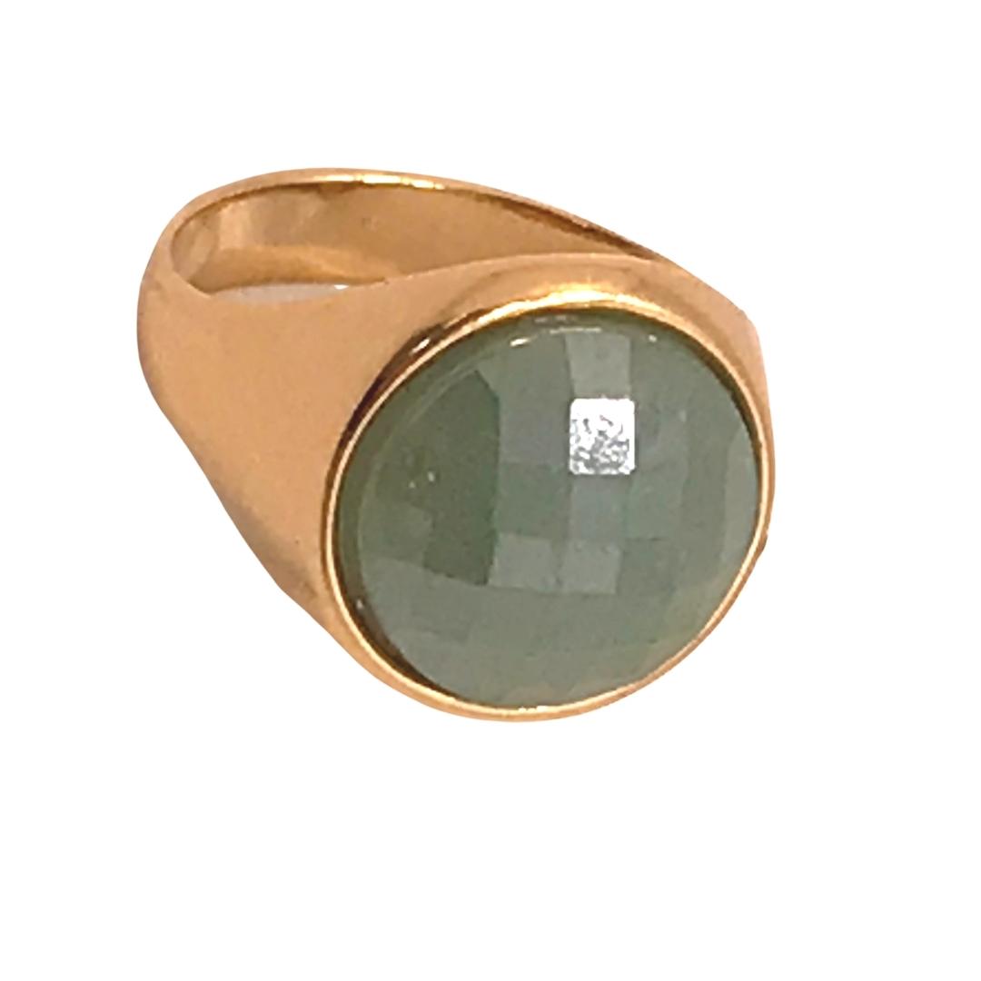 Pearly Gemstone Small Ring - Pearly Green Quartz