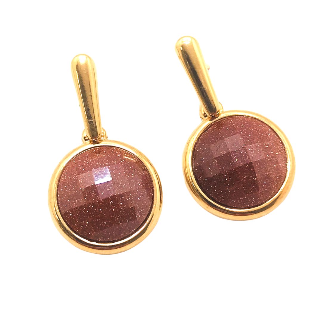 Pearly Gemstone Short Earring - Pearly Sunstone