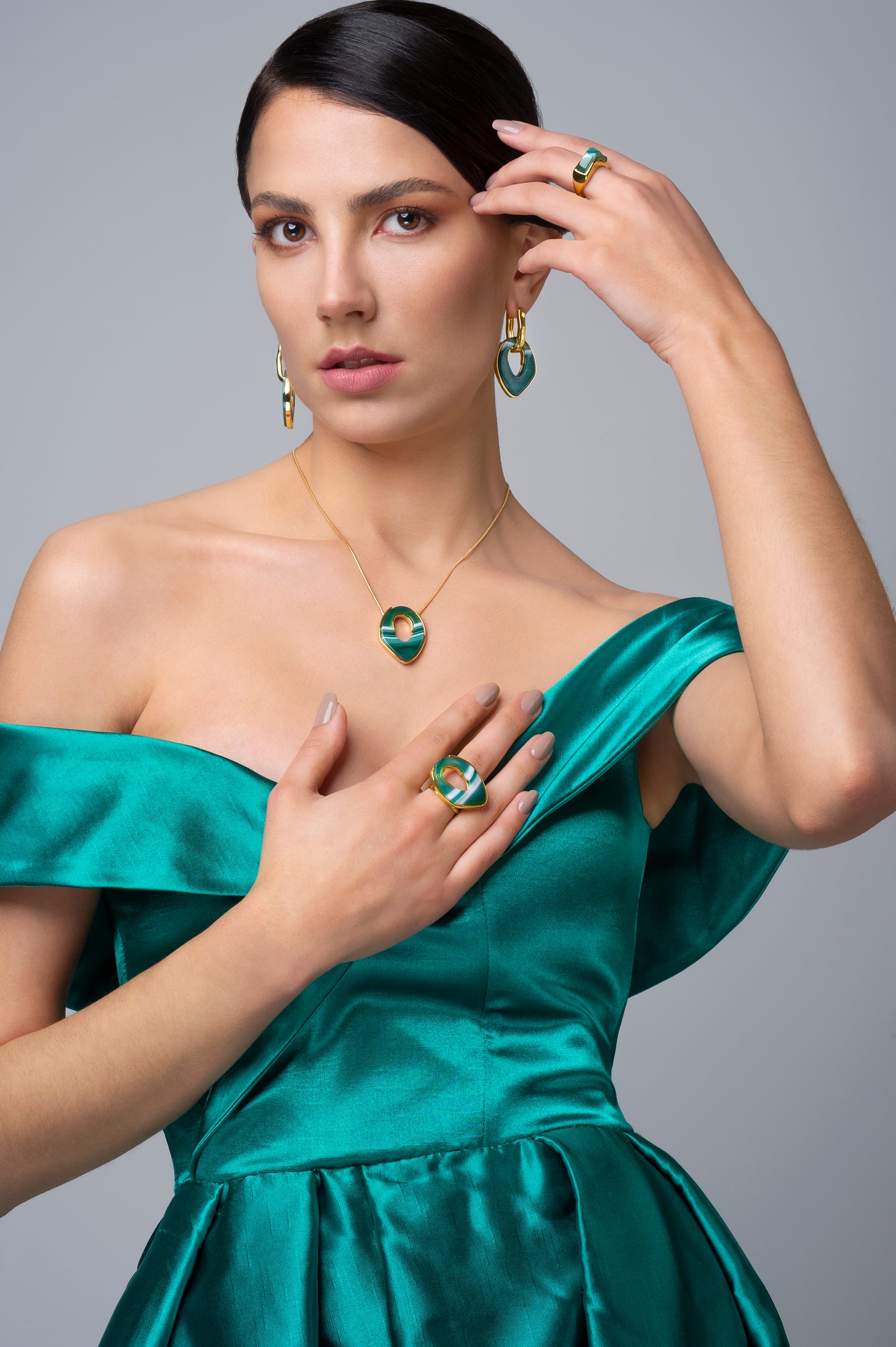 Anillo Gaya- Ágata verde rayada