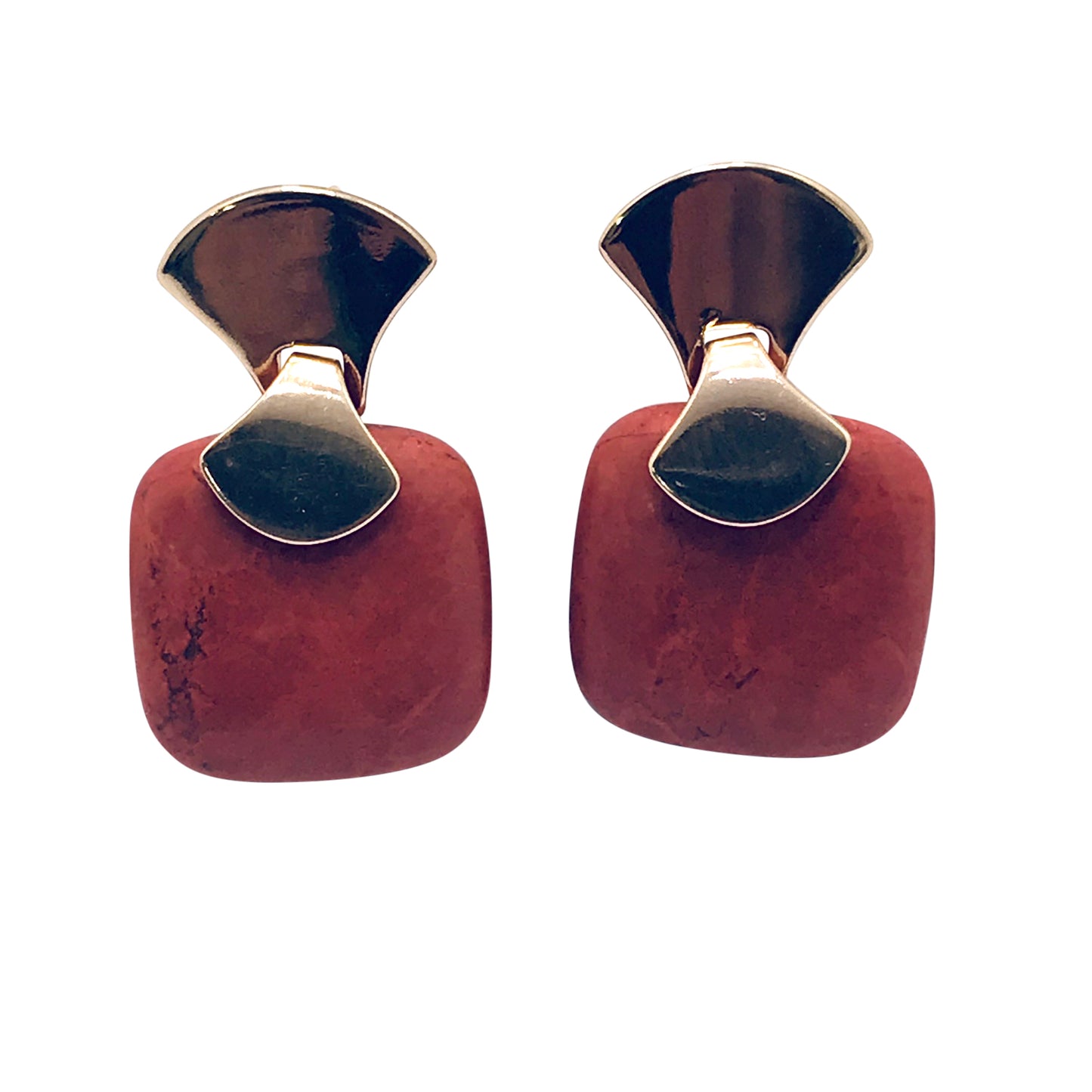 Frameless Square Gemstone Earring - Rose Howlite