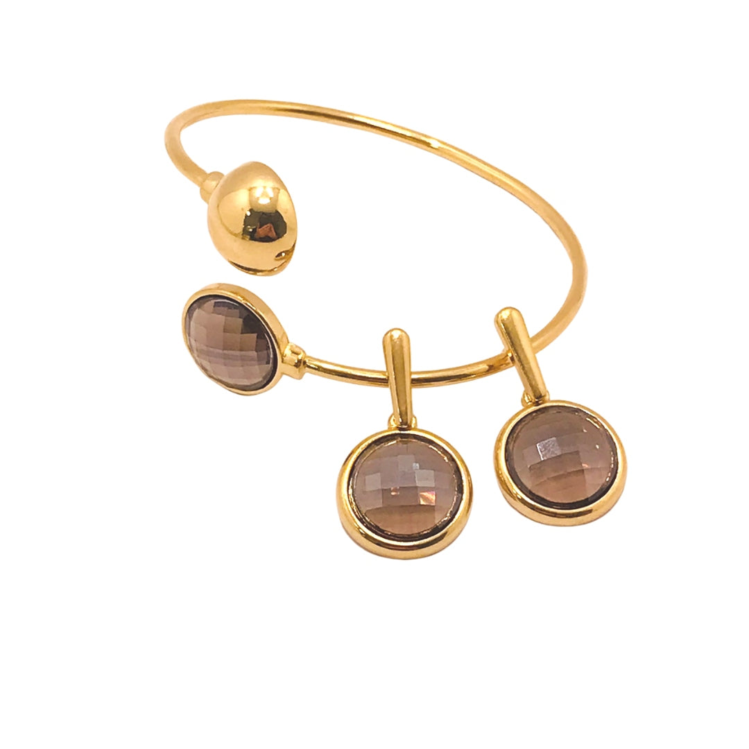 Brazalete de gemas nacaradas - Obsidiana ahumada nacarada