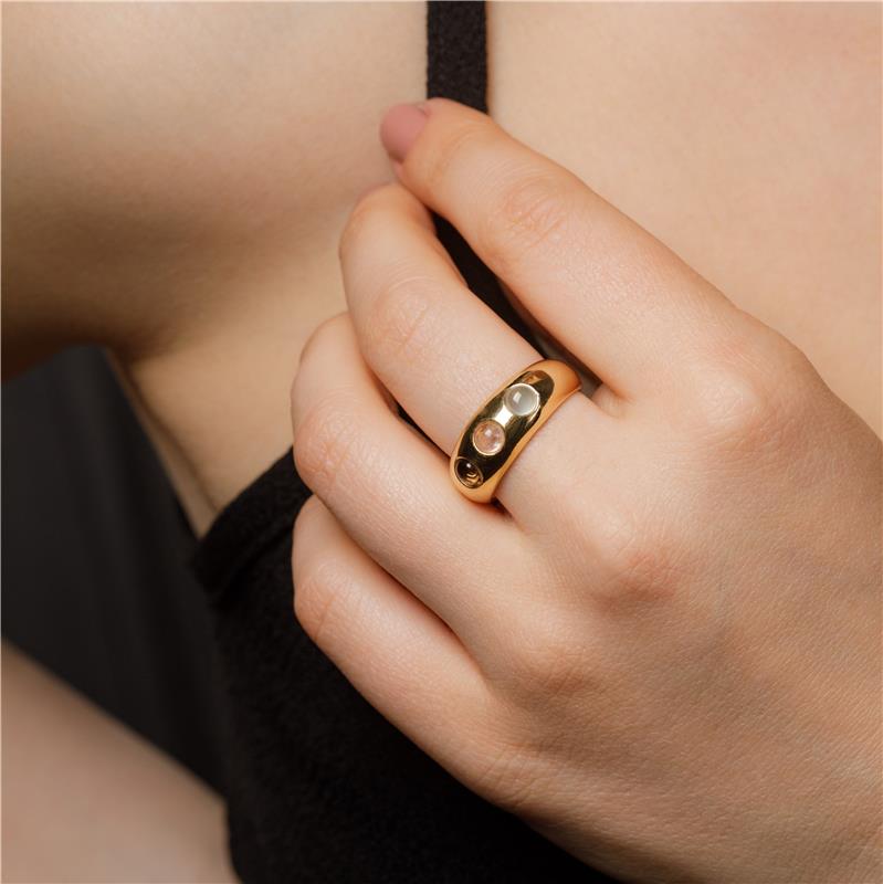 Bold Collection Ring - Rose Quartz -Opaline - Blue Agate