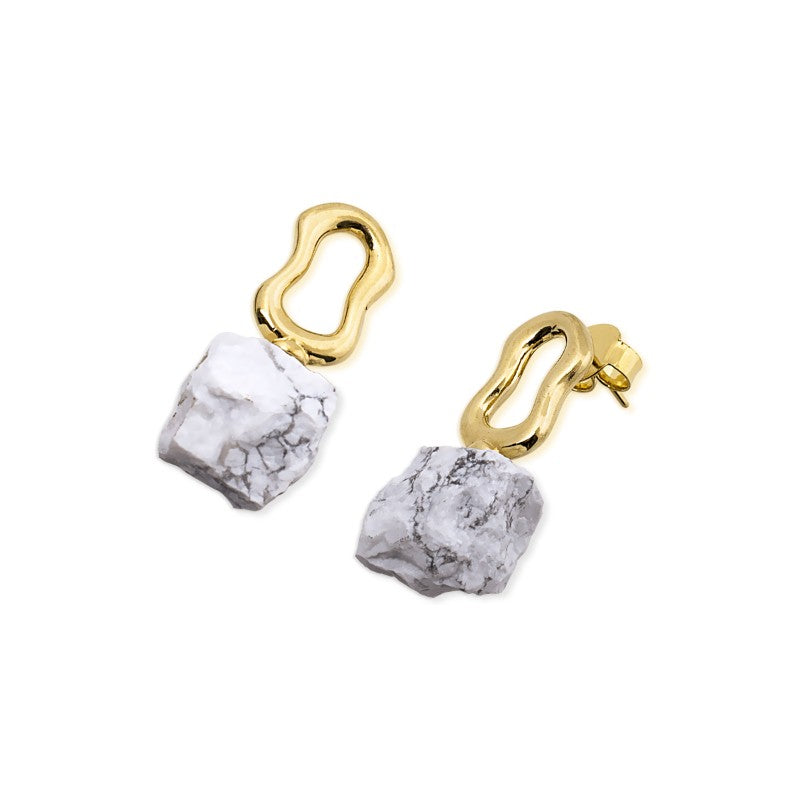 Raw GemHalo Base Earring - White Howlita