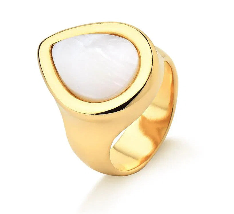 Drop Framed Gemstone Ring - Mother of Pearl