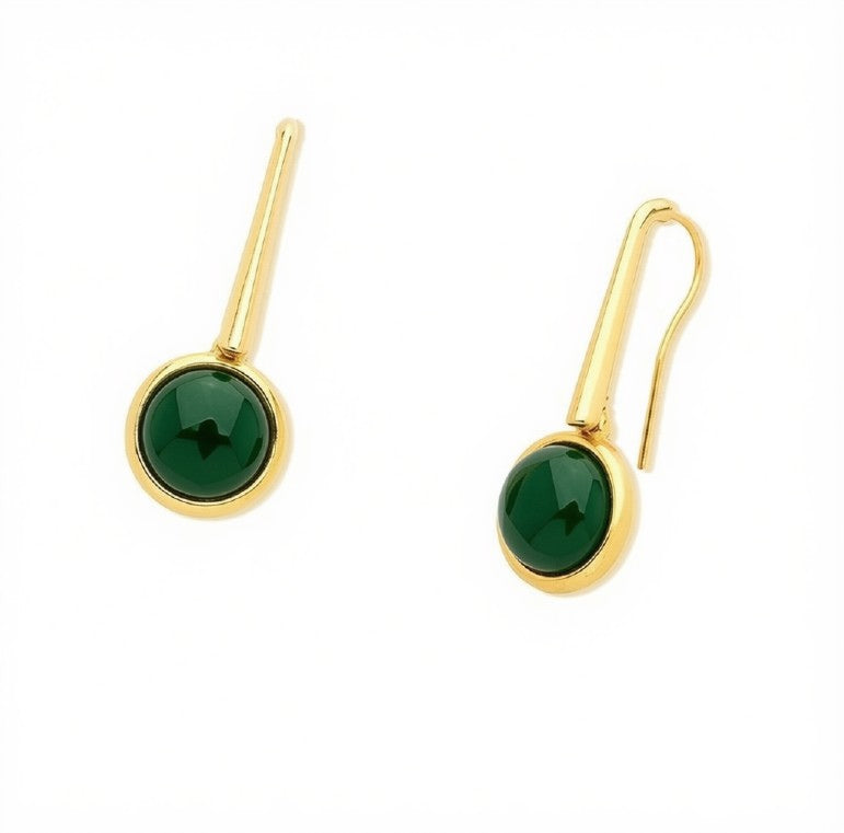 Hook Earring - Green Agate