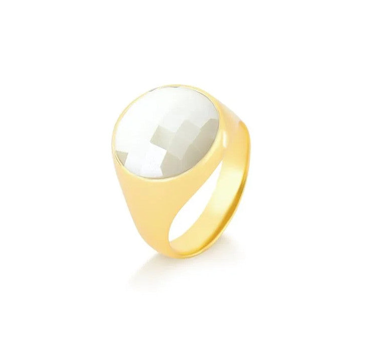 Pearly Gemstone Small Ring - Pearly Porcelain