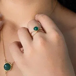 Whisper Double Band Ring - Green Agate
