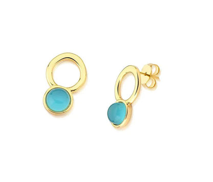 Double Circles Small Earring - Blue Agate