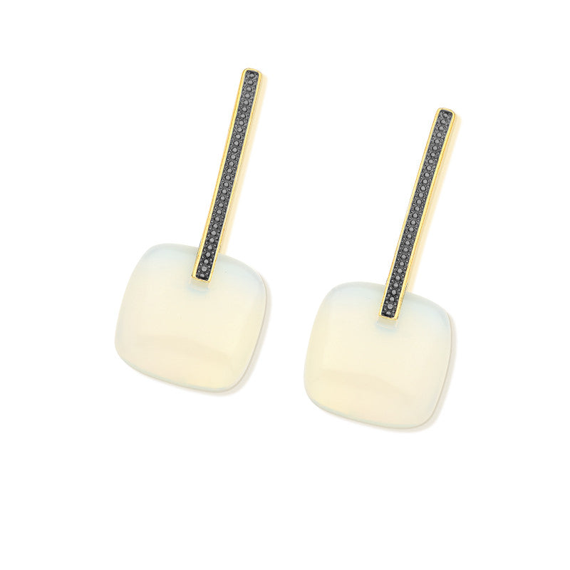 Square Gemstone Stick Earring - Mother of Pearl