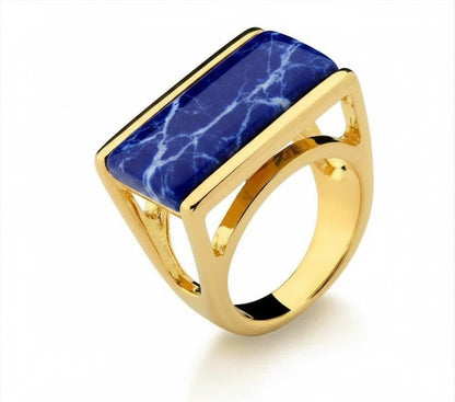 Anello rettangolare con pietre preziose Rio Design