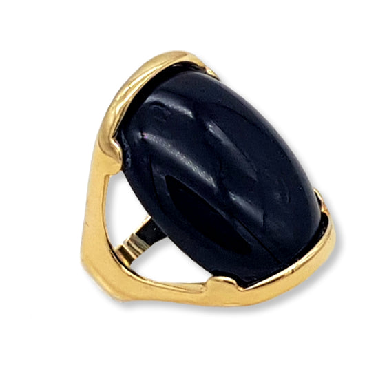 Medium Oval Gemstone Ring - Green Agate