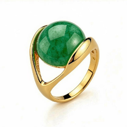 Sphere Gemstone Ring- Green Quartzo