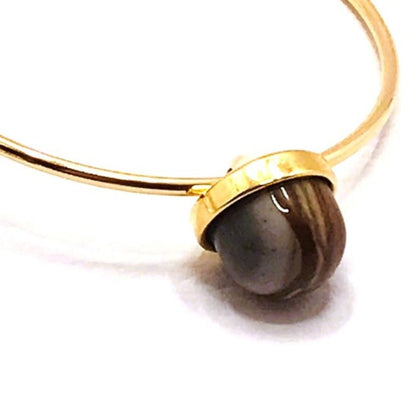 Small Hoop Gemstone Earring - Polychrome Jasper