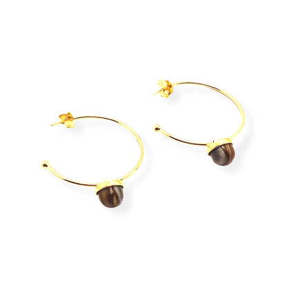 Small Hoop Gemstone Earring - Polychrome Jasper