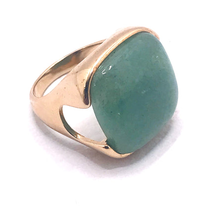 Square Gemstone Ring - Green Quartz