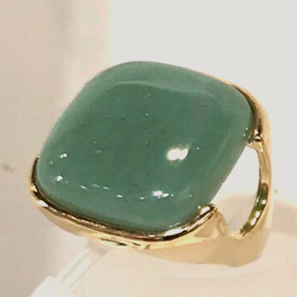 Square Gemstone Ring - Green Quartz