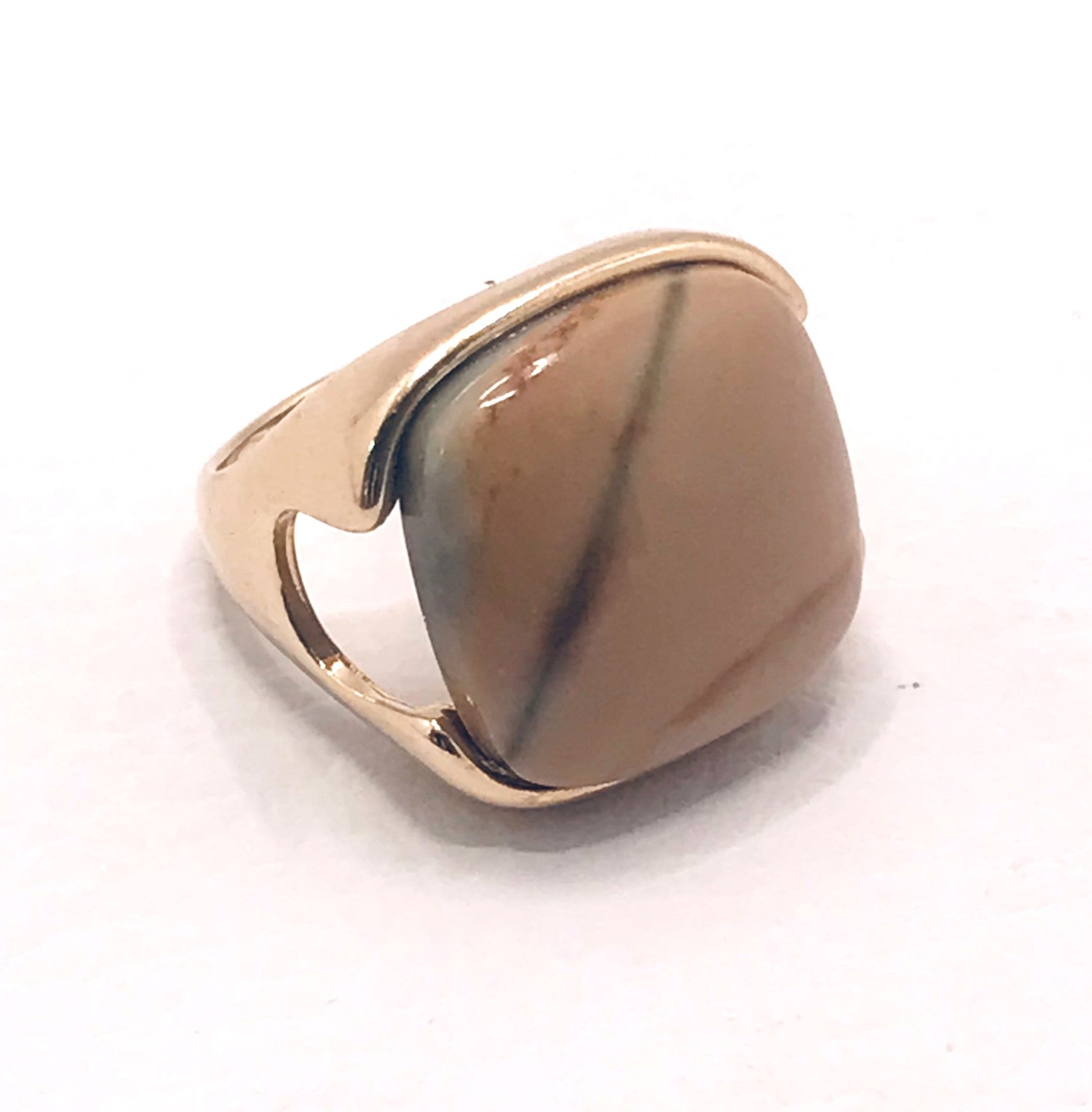 Square Gemstone Ring - Polychrome Jasper