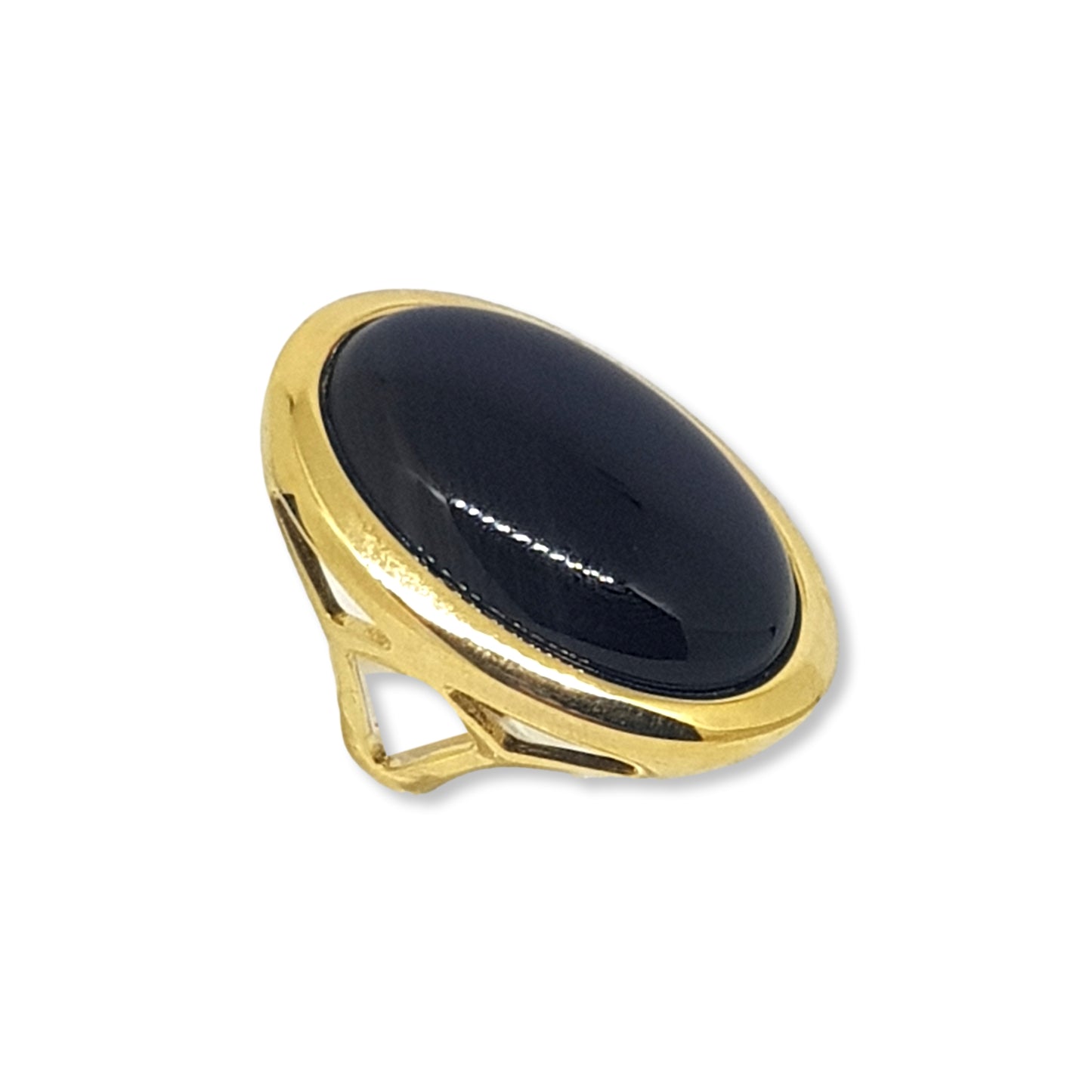 Large Oval Ring - Black Agate