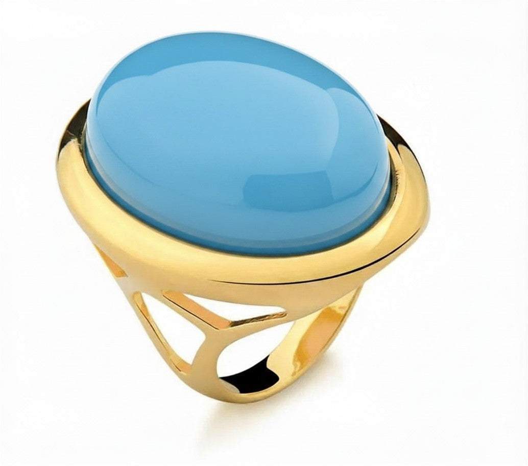 Large Oval Ring -Blue Agate