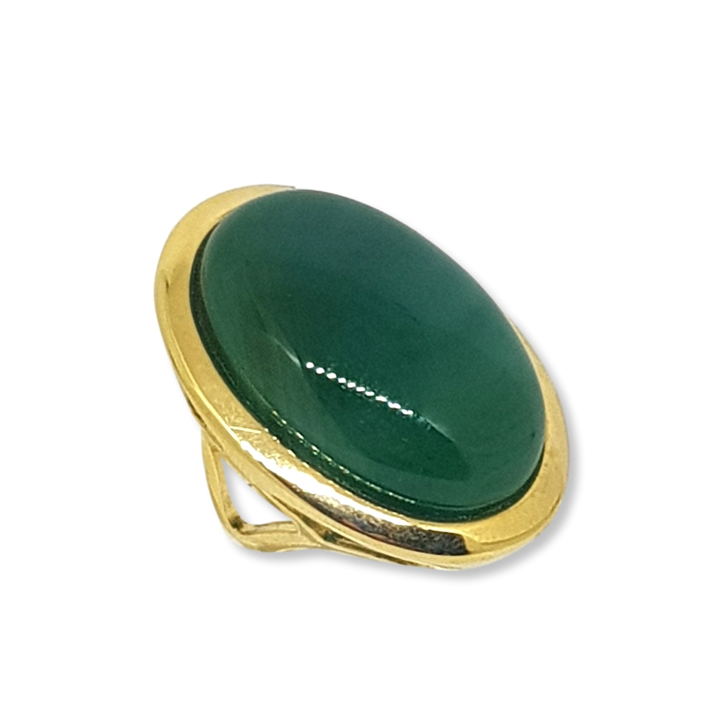Jungle Gems Large Oval Ring - Green Agate