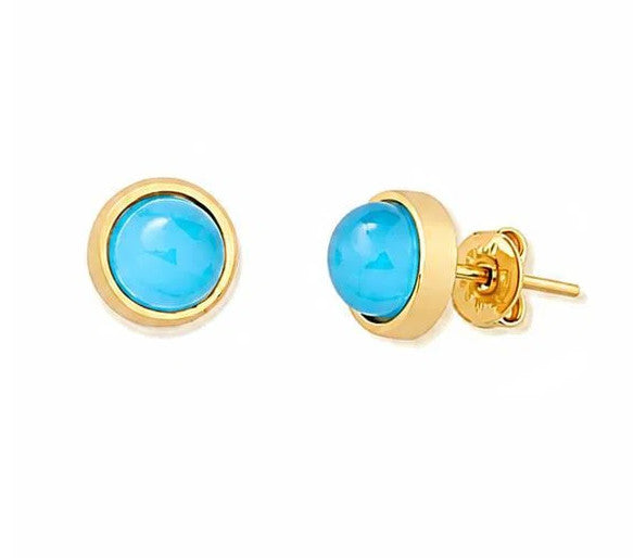 Mini-Dot Gemstone Earring -Blue Agate