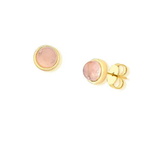 Mini-Dot Gemstone Earring -Rose Quartz