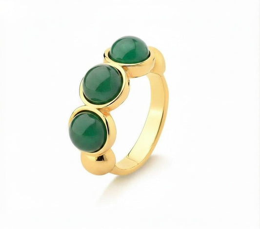 Green Quartz- Whisper Triple Gem Ring