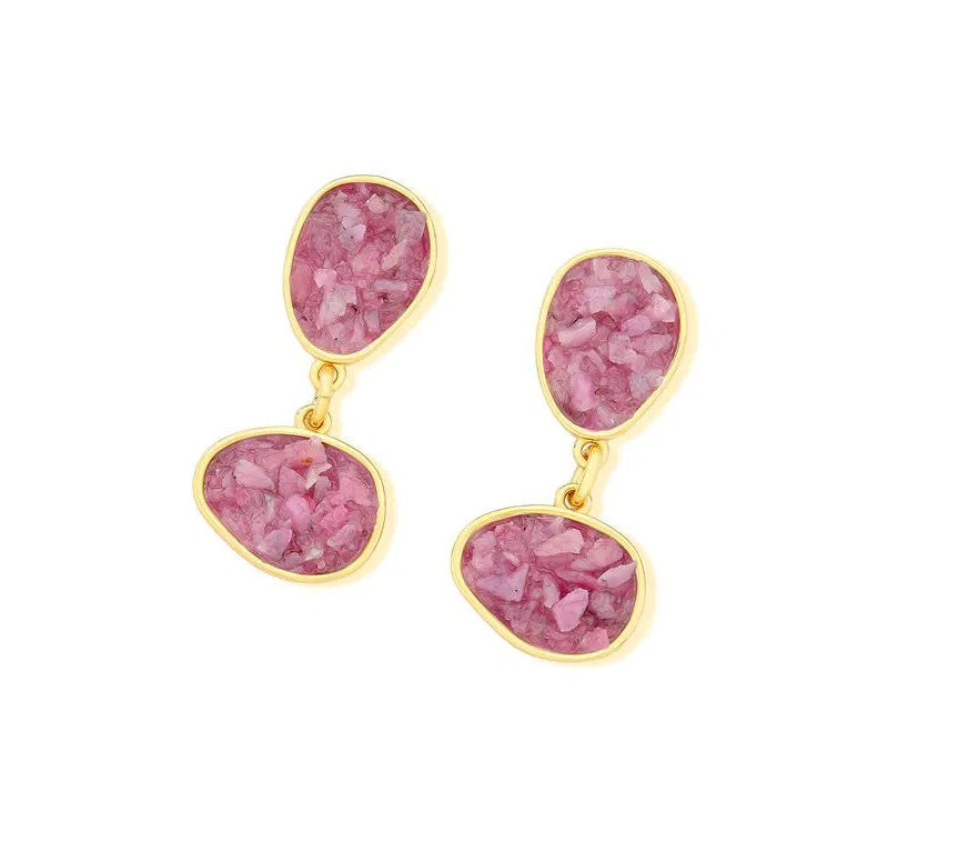 Fragments Double Earring- Rose Rodonite