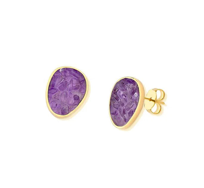Fragments Oval Earring- Amrthyst