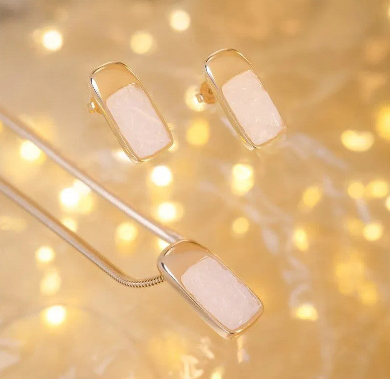 Fragments Square Earring- Selenite