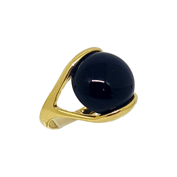 Sphere Gemstone Ring - Black Agate