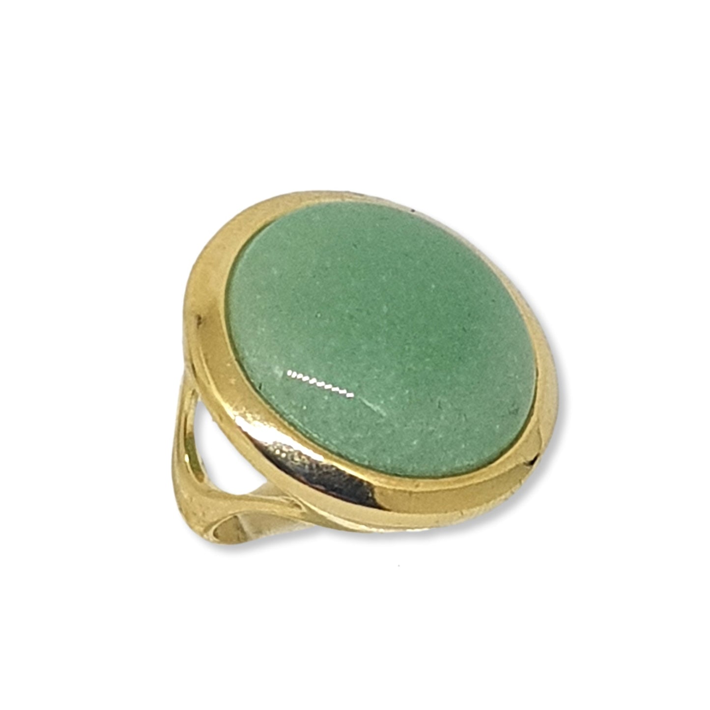 Round Gemstone Frame Ring -Green Quartz