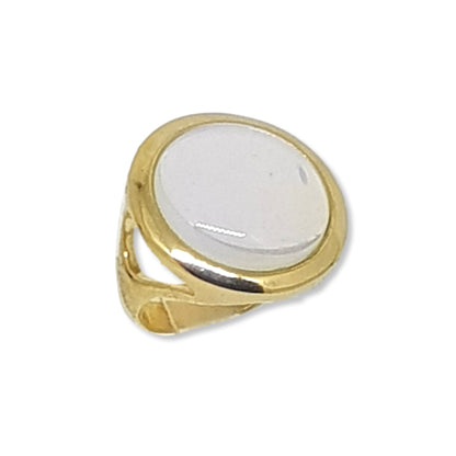 Round Gemstone Frame Ring - Yellow Howlite