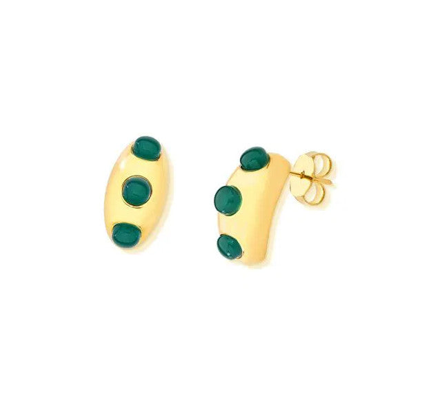 Bold Collection Earring - Green Agate