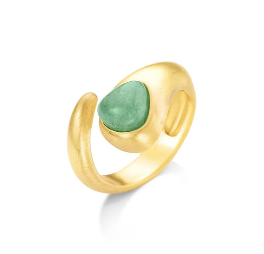 Wrap Around Adjustable Ring - Green Quartz
