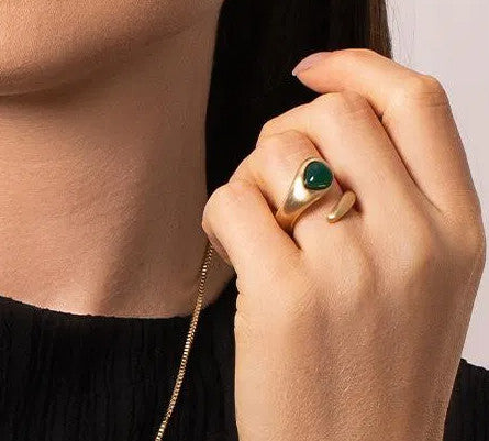 Wrap Around Adjustable Ring - Green Quartz