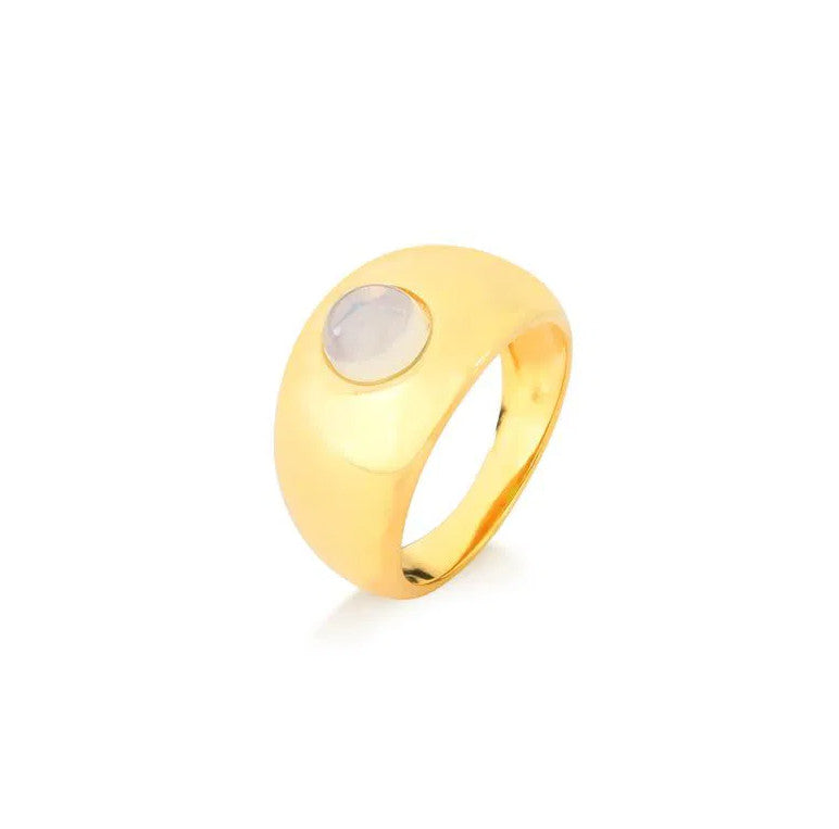 Rose Quartz Wide Band Ring