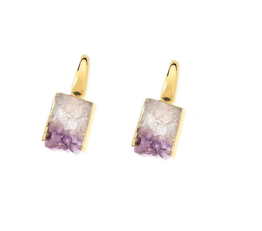 Arete de cadena con geoda de amatista