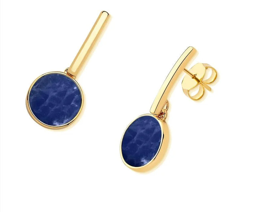 Geometric Circle Dangling Earring - Sodlite