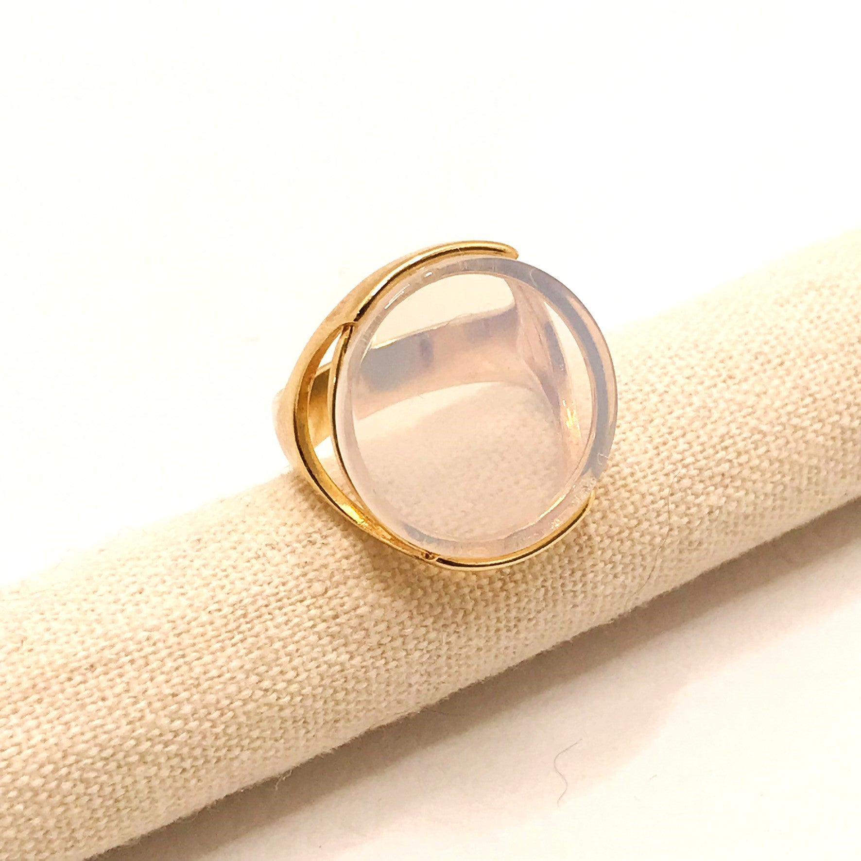 Geometric Circular Gemstone Ring - Opaline