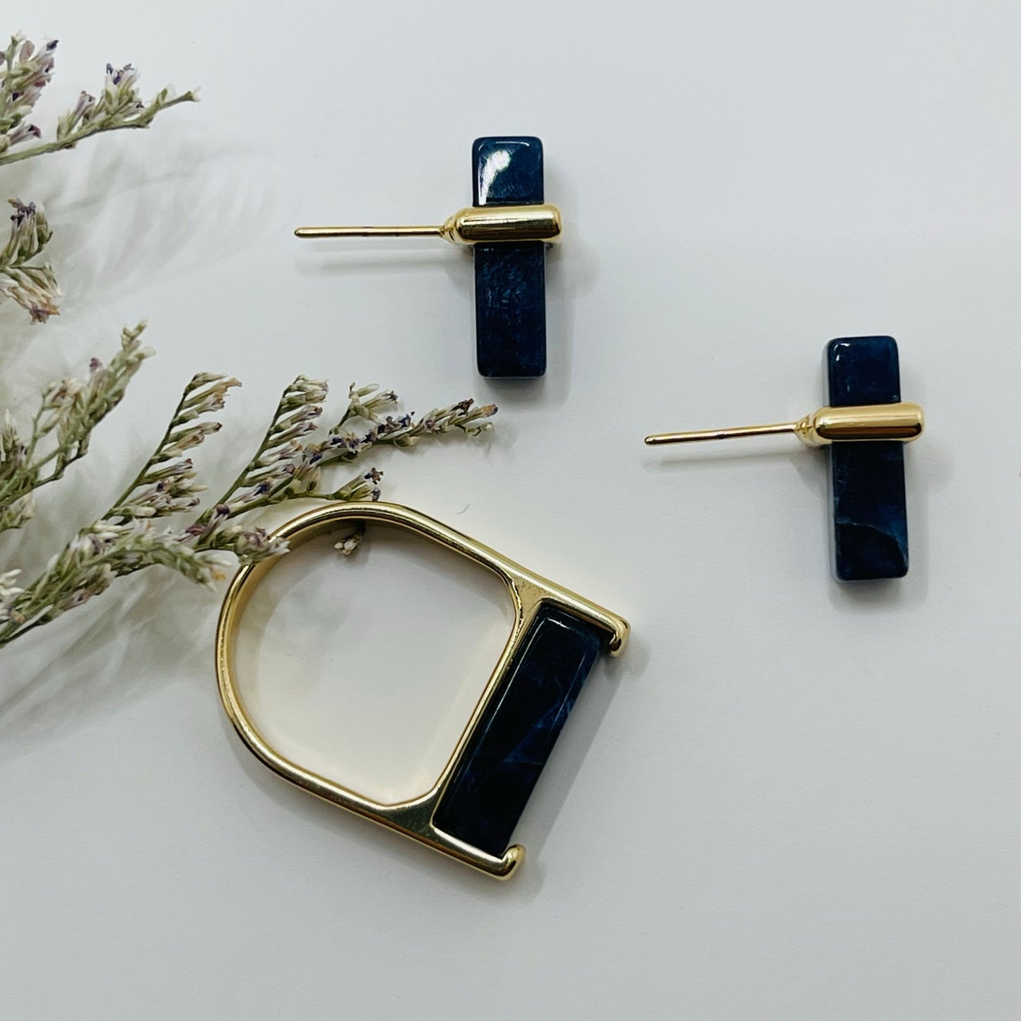 Jungle Gems Block Earring - Sodalite