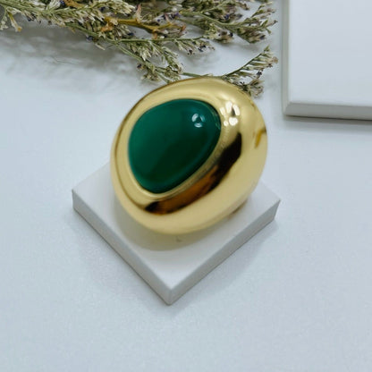 Jungle Gems Bold Ring - Green Agate